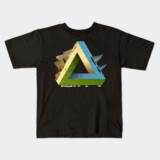 Impossible earth (penrose triangle) Kids T-Shirt by Bomdesignz